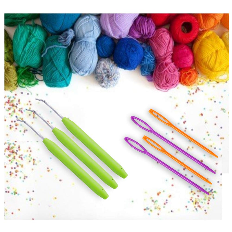 Loom Knit Hook Set, Crochet Needle Hook Kit, 8 Pcs Green Knitting Loom Hook with 12 Pcs Colorful Plastic Sewing Needles for Knitting Looms Knitting Boards - NewNest Australia