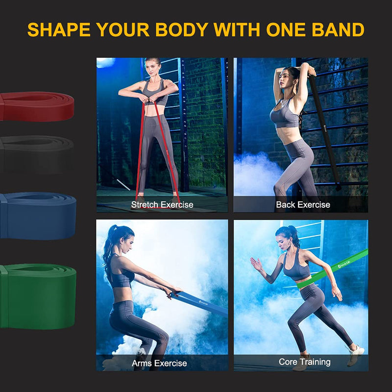 Lively Life Long Resistance Band Pull Up Band, Heavy Fitness Exercise Band for Men Women, Home Workout Resistance Bands for Yoga, Pilates, Crossfit, Assisted Pull Ups, Stretching Strength Red - NewNest Australia