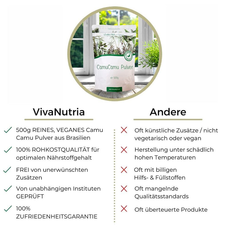 VivaNutria Camu Camu powder 500g I Camu Camu vitamin C powder high dosage I Camu-Camu as a superfood powder for smoothies shakes cereal topping and much more. I natural vitamin CI vegan 500 g (pack of 1) - NewNest Australia