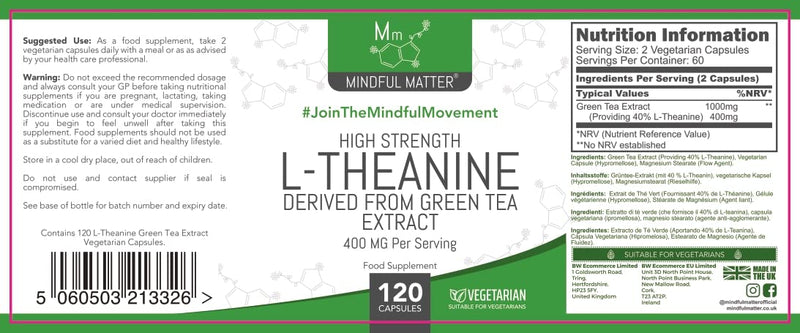 Mm L Theanine | 120 Theanine Capsules - 1000Mg L-Theanine High Dose Green Tea Extract With 400Mg L-Theanine Per Serving | Theanine L Theanine | Gmo, Gluten & Allergen Free | Made In The Uk - NewNest Australia