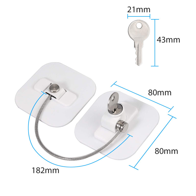 eSynic 4Pcs Fridge Lock Adhesive Refrigerator Door Locks with Key Cable Restrictor Child Safety Cabinet Locks Freezer Door Latch Wire for Appliances Kitchen Cabinets Fridge Cabinet Drawer White - NewNest Australia