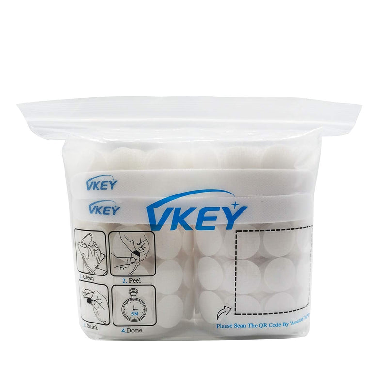 Vkey (500 Pair Sets) 3/4inch 20mm Diameter Sticky Back Coins Hook & Loop Self Adhesive Dots Tapes (White) White - NewNest Australia