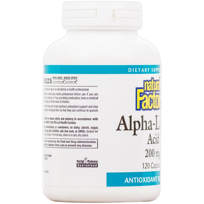 Natural Factors, Alpha-Lipoic Acid 200 mg, Antioxidant Support to Help Maintain Glucose Levels Already in a Normal Range, 120 Capsules (120 Servings) - NewNest Australia