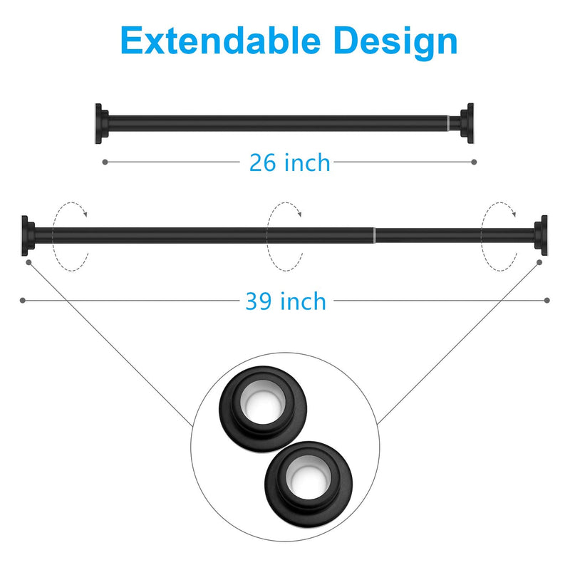 TEECK Shower Curtain Rod, 26-39 Inch Adjustable Tension Spring, Shower Rod, Premium Stainless Steel, Anti-Slip, No Drilling, No Rust, Never Collapse, for Bathroom, Black, Easy to use 26-39 Inches - NewNest Australia