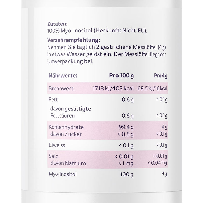 effective nature - Inositol Pure - 180 g pure myo-Inositol - 4000 mg per day - For cycle disorders due to PCOS syndrome - Enough for 45 days - NewNest Australia