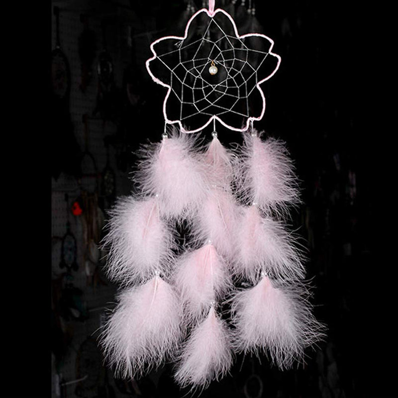 NewNest Australia - WESTONETEK Handmade Dream Catcher Bauhinia Dreamcatcher Pink Feather for Bedroom Wall Hanging Home Decor Wedding Party Blessing Gift Decoration 