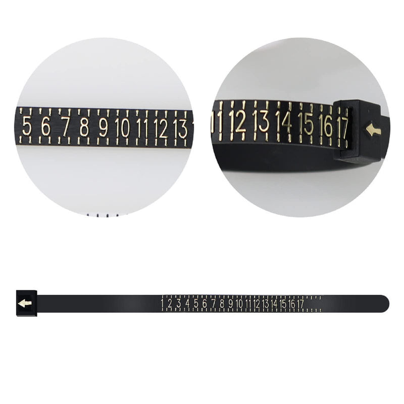 1 Pack US Ring Sizer Measuring Gauge, 1-17 US Rings Size, Plastic Finger Sizing Measure Tool, Reusable, Black - NewNest Australia