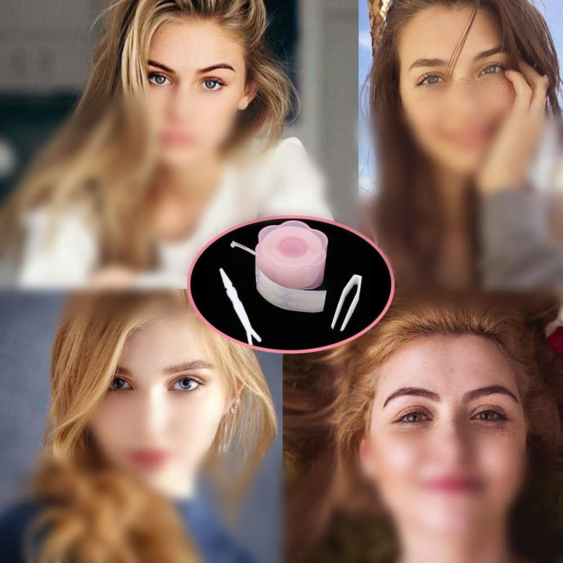 1200 Pcs Eyelid Tape, Invisible Double Eyelid Lift Strips Instant Eyelid Stickers, Self-Adhesive Eye Tapes Fiber for Hooded Droopy Uneven Mono-eyelids, Big Eye Tools with Fork Rods & Tweezers - NewNest Australia