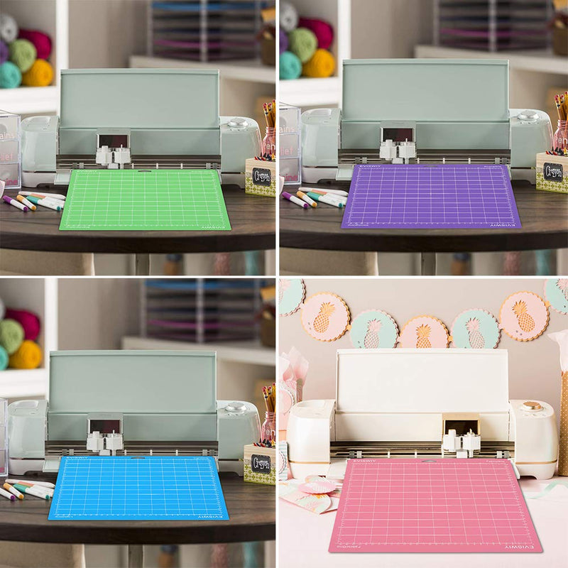 EVISWIY Variety Mats for Cricut Explore Air 2/Air/One/Maker StandardGrip/LightGrip/StrongGrip/FrabricGrip Multiple Adhesive Sticky Green Blue Purple Pink Cricket 12x12 Cutting Mats for Cricut 5 Pack Style 1 - NewNest Australia