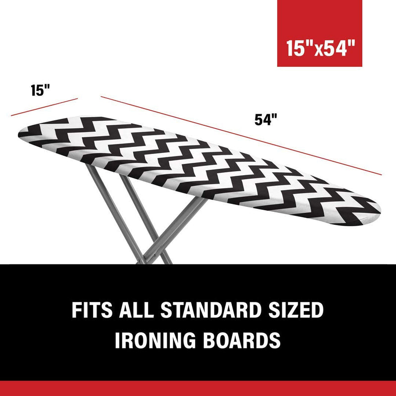 EPICA Silicone Coated Ironing Board Cover- Resists Scorching and Staining - 15" x54 (Chevron: Black and White) Chevron: Black and White - NewNest Australia