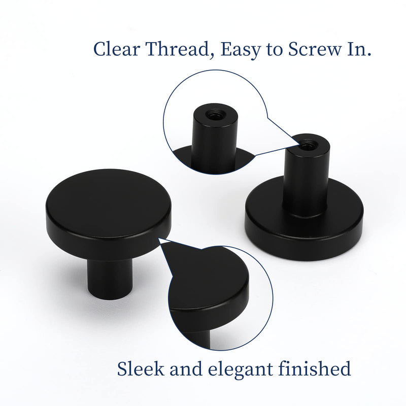 homdiy 10 Pack Matte Black Kitchen Door Knobs Kitchen Cabinet Knobs - Round Cabinet Door Knobs Black Cabinet Knobs Aluminum Alloy Single Hole Knobs for Cabinets and Drawers - NewNest Australia