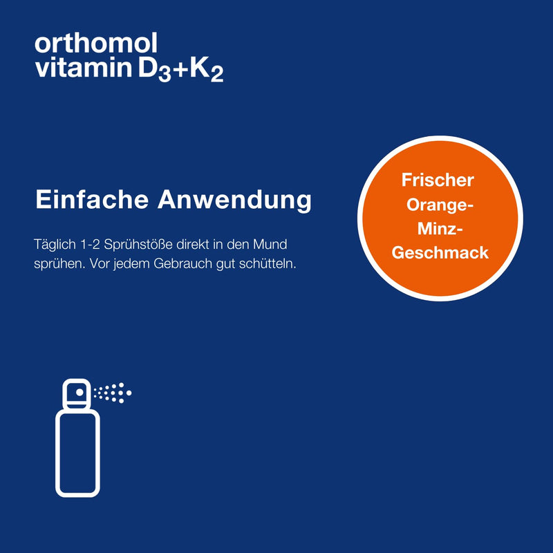 Orthomol Vitamin D3+K2 Spray - dietary supplement with vitamin D3, vitamin K2 and ginger extract - spray 20 ml - 130 sprays - NewNest Australia