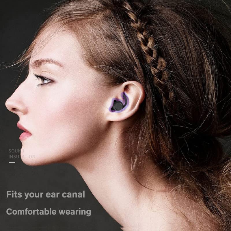 Earplugs Noise Cancelling Ear Plugs for Sleep,2 Pairs Silicone Reusable Earplugs Noise Reduction Earbuds for Snoring Concert Study Motorcycle Work Flying Travel Essentials Black - NewNest Australia