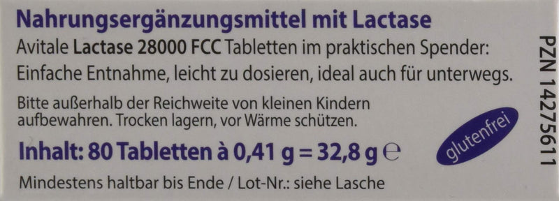 Avitale Lactase 28,000 FCC, 80 tablets in dispenser - NewNest Australia