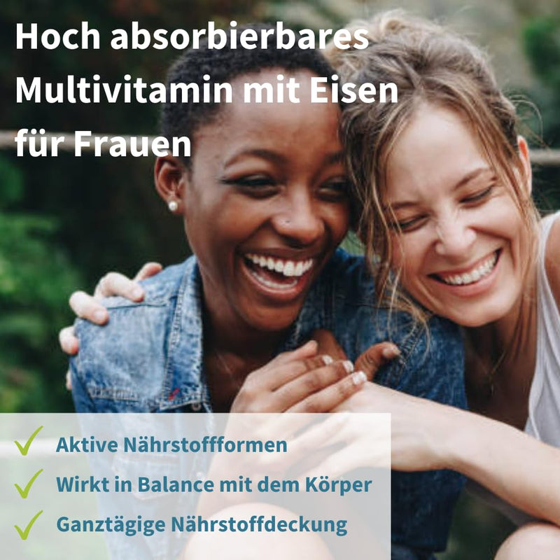 Bioactive multivitamin & mineral complex with extra iron, folic acid as folate, zinc, selenium & vitamin D3, ideal for women, vegan, 60 tablets, from Igennus - NewNest Australia