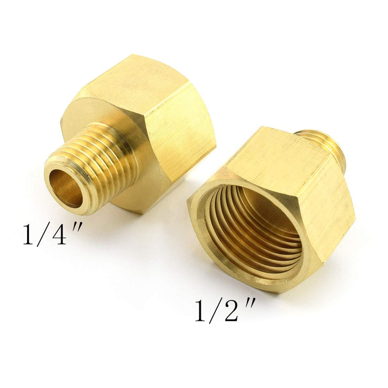MARRTEUM Brass Pipe Fitting Adapter 1/4" NPT Male to 1/2" NPT Female Reducer Connector, 2pcs 1/4" M x 1/2" F - NewNest Australia