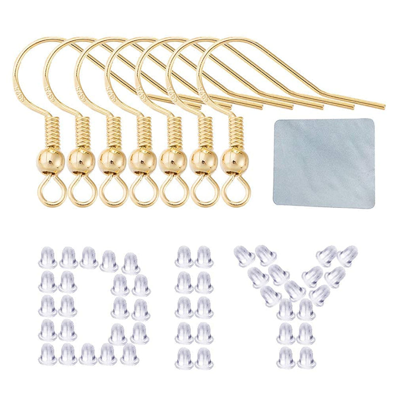 Earring Hooks for Jewelry Making - 120 PCS/60 Pairs Hypoallergenic 14K Gold Ear Wires Fish Hooks for Jewelry Making, Jewelry Findings Parts with 120 PCS Rubber Earring Backs Stopper for DIY Earrings - NewNest Australia