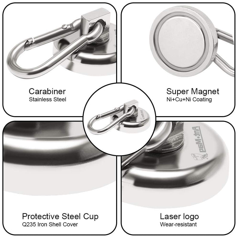 Ant Mag Carabiner Magnetic Hooks 110LBS Heavy Duty Neodymium Magnet Carabiner with Swivel Carabiner Snap Hook for Indoor/Outdoor Hanging Bagnet Grill Kitchen Purse Warehouse Office (L36-1 2 Pack) L36-1 2 Pack - NewNest Australia