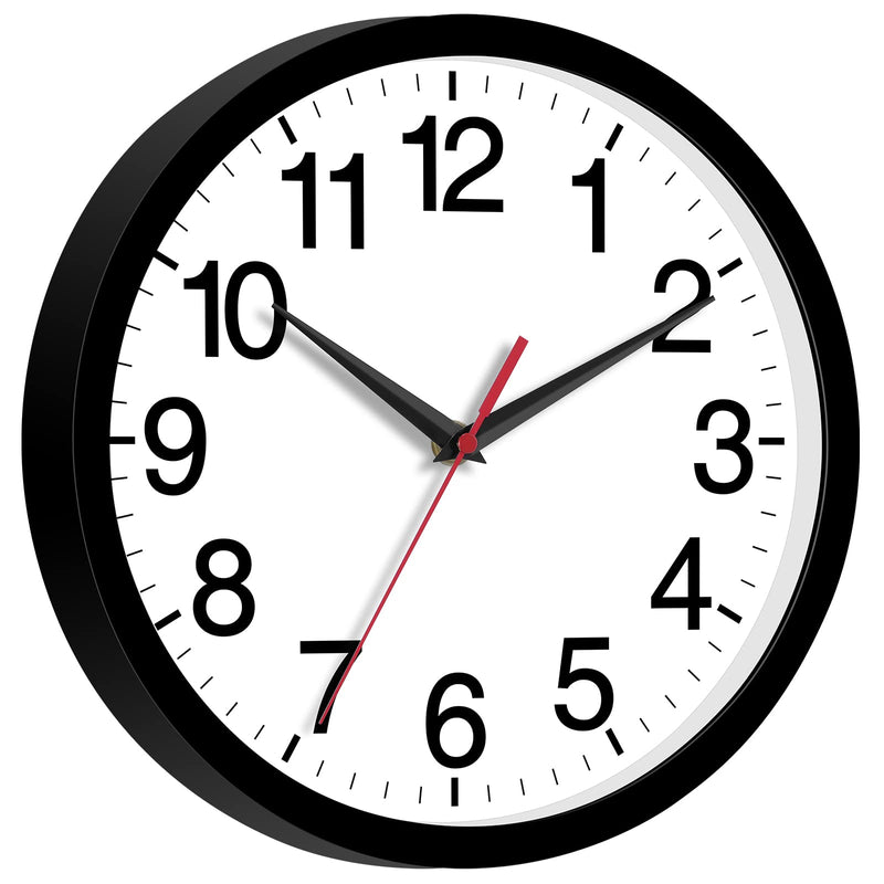 Rohioue Wall Clock, Modern 10 Inch Battery Operated Wall Clocks, Silent Non Ticking Small Analog Clock, for Bedroom, Kitchen, Bathroom, Office, Home, Living Room (Black) - NewNest Australia