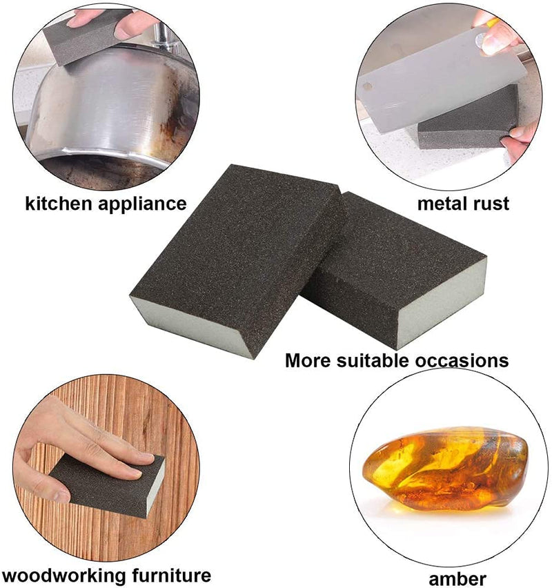 Utoolmart Gray Sanding Sponge Sanding Blocks 100-Grits Medium Grit Sand Block Pad for Kitchen Metal/Drywall/Wood 12pcs 100# Grey - NewNest Australia