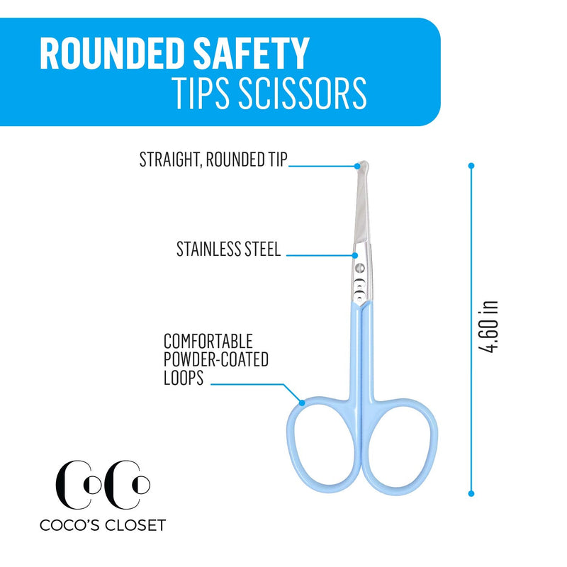 Cocos Small Nail Scissors - Safety Round Tip Baby Nail Clippers and Hair Scissors for Adults, Newborn, Infant, and Toddler Fingernails Blue - NewNest Australia