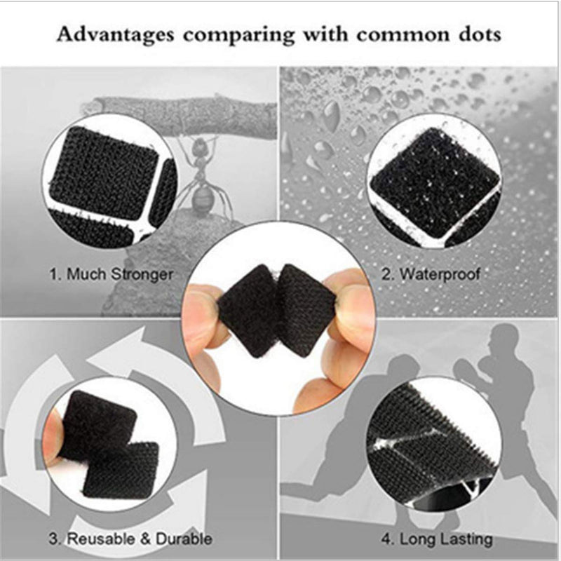 Sticky Back Coins Black Self Adhesive Dots 500pcs(250 Pairs) 1" Diameter Square Hook & Loop Dots Taps Perfect for School, Office 25x25mm - NewNest Australia