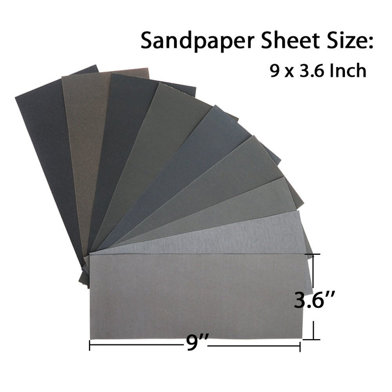 45Pcs Wet Dry Sandpaper, 400/600/ 800/1000/ 1200/1500/ 2000/2500/ 3000 Grit Assorted Sanding Sheets for Automotive Polishing, Metal Sanding, Wood Furniture Finishing, 9 x 3.6 Inch by BAISDY - NewNest Australia