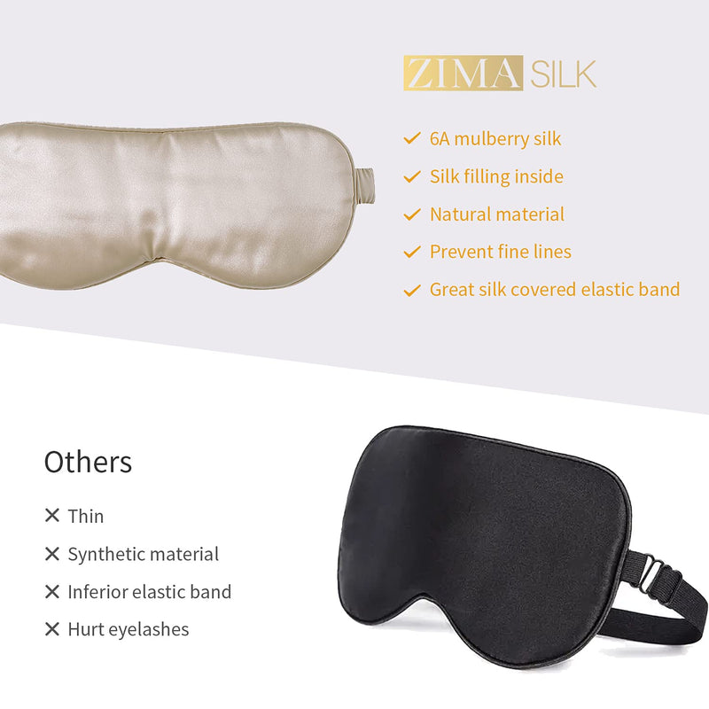 ZIMASILK 100% 22 Momme Pure Mulberry Silk Sleep Mask,Filled with 100% Mulberry Silk，Silk Wrapping Strap- Super Soft & Comfortable Sleep Eye Mask for Sleeping (Beige) Beige - NewNest Australia