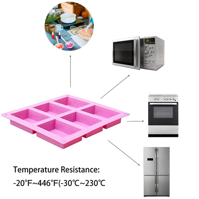 Silicone Soap Molds,6 Cavities Rectangle Silicone Molds for Homemade Craft Soap Mold, Cake Mold, Chocolate Mold ＆ Ice Cube Tray -Molds Set of 3(Blue & Purple& Pink). - NewNest Australia