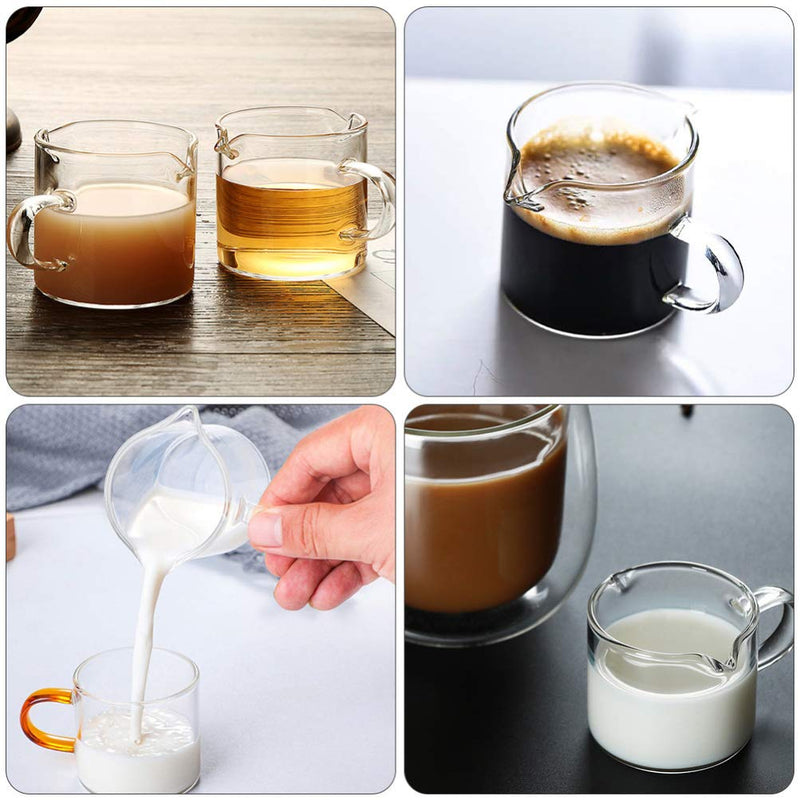 Hemoton 2pcs Glass Milk Frothing Pitcher with Measurement Glass Milk Coffee Cappuccino Latte Art Steaming Pitcher Barista Milk Jug Double Mouth Cup for Coffee Milk Art Supplies 40ml - NewNest Australia