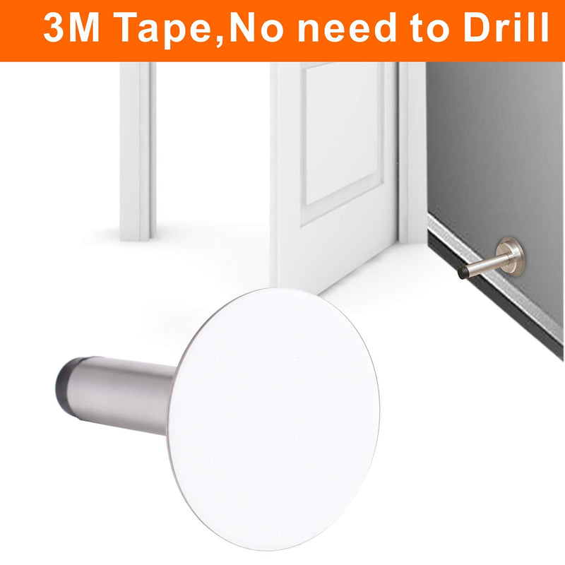 Door Stops Brushed Nickel Door Stopper with 3M Double Sided Adhesive Tape for No Drilling Door Stops for Wall Door Stopper Wall Protector Door Hinge Stopper with Screws for Stronger 2 Pack - NewNest Australia