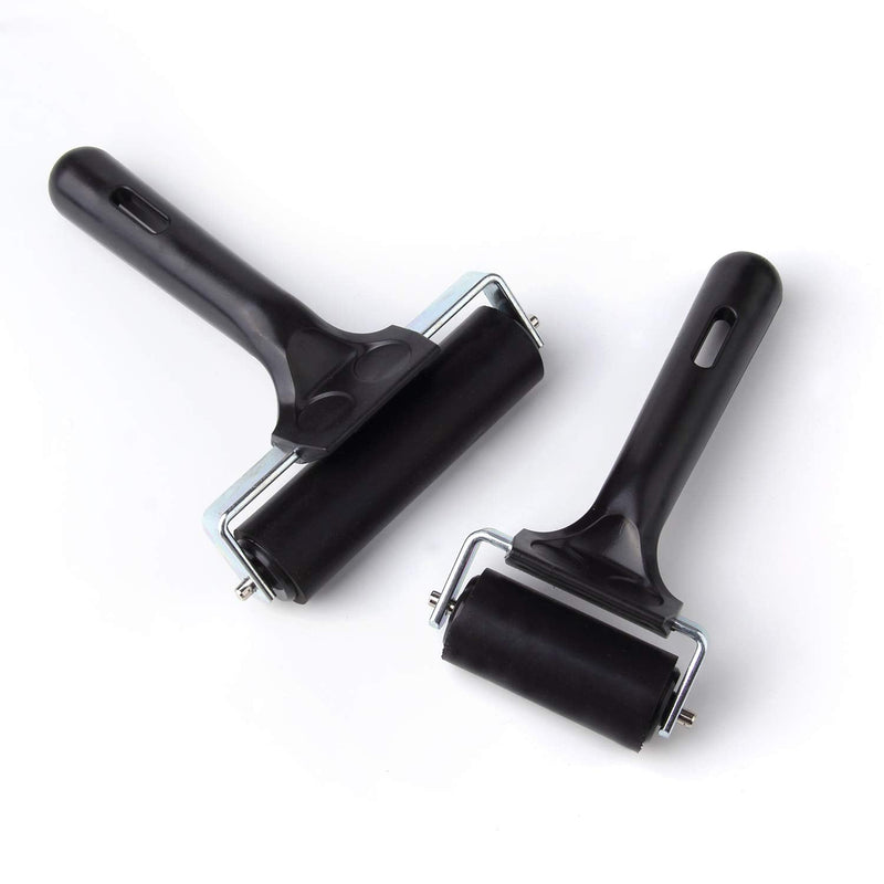 2Pcs Rubber Roller Brayer Rollers Hard Rubber 4 and 2.2 Inch for Printmaking (Black) by HRLORKC… 1pack 2.2inch+1pack 4inch - NewNest Australia