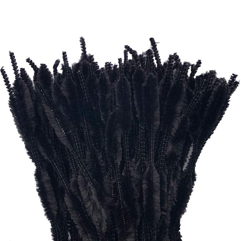 Carykon Pack of 100 Pipe Cleaners Fuzzy Bumpy Chenille Stems for Creative Handmade DIY Art Craft (Black) Black - NewNest Australia