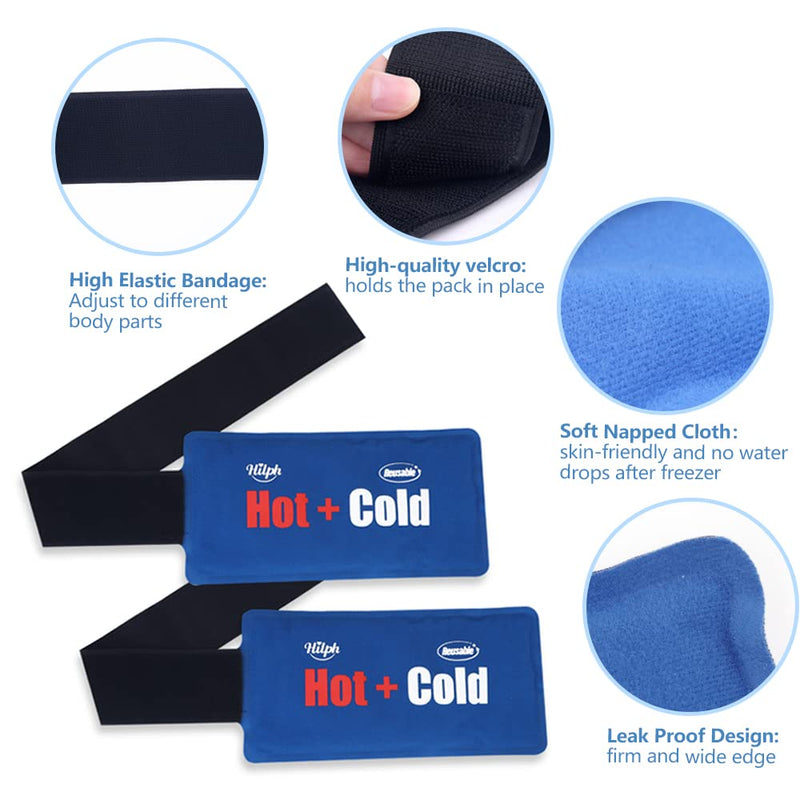 Hilph®Gel Ice Pack for Sport Injury, 2 Packs Hot & Cold Pack Compress Wrap with Adjustable Strap for Pain Relief, Muscle Pain and Inflammation, Fits for Knee, Ankle, Wrist, Head, Arm - NewNest Australia