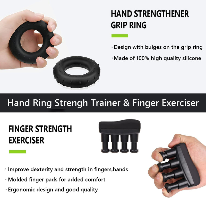 Hand Grips Strengthener Set, 7 Pack Hand Grip Trainer, Forearm Strengthener Training Workout Kit, Adjustable Hand Gripper, Finger Strengthener, Finger Exerciser, Ring Gripper, Stress Relief Ball 7 Packs - NewNest Australia