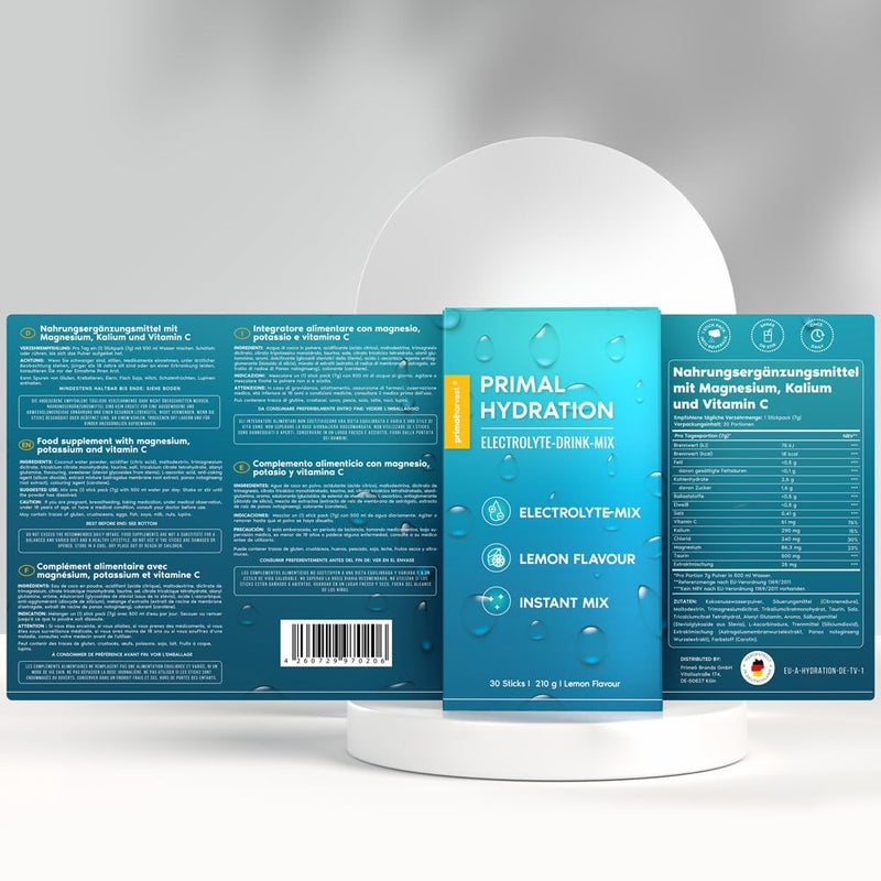 Primal Hydration by Primal Harvest - Electrolytic isotonic drink, in convenient individual packs, enriched with magnesium, potassium and vitamin C, for men and women, 30 servings - NewNest Australia