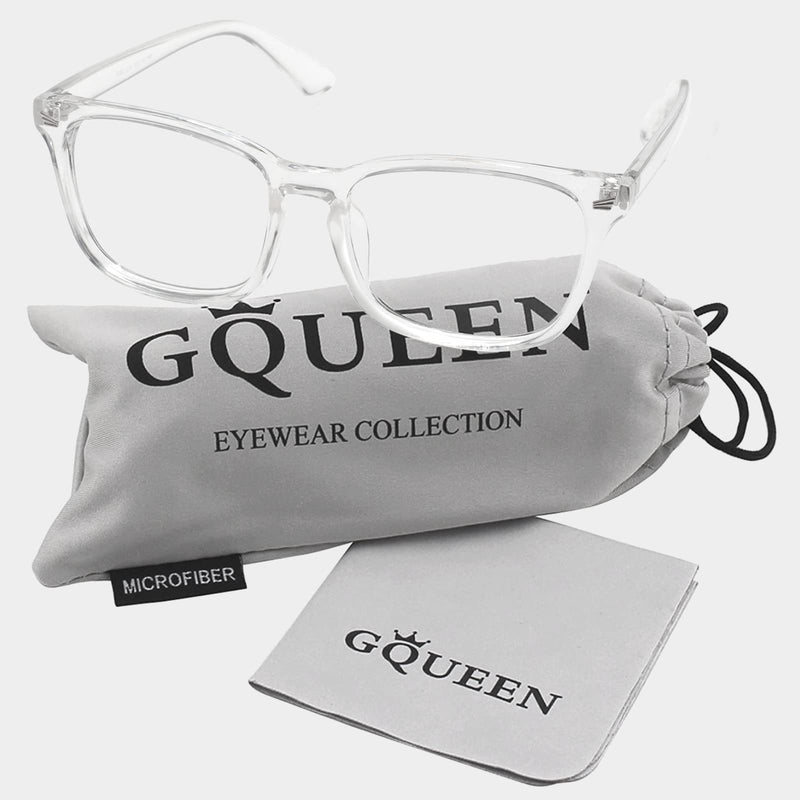 GQUEEN Horn Glasses Glasses Without Strength Fake Glasses Nerd Glasses Women Men UV400 PE2 1 Transparent - NewNest Australia