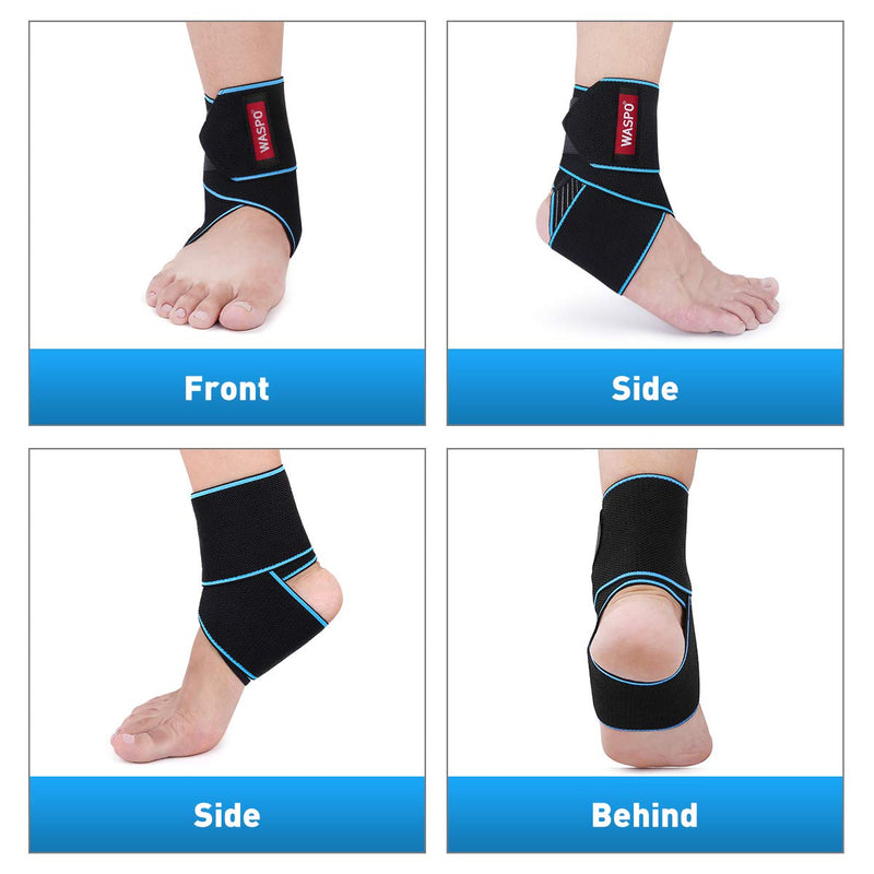 WASPO Ankle Support Brace - Adjustable Ankle Brace Wrap Strap for Sports Protect, Plantar Fasciitis, Achilles tendonitis, Ligament damage, Injury Recovery, One Size for Men Women 1 PC Blue Blue-1PC - NewNest Australia