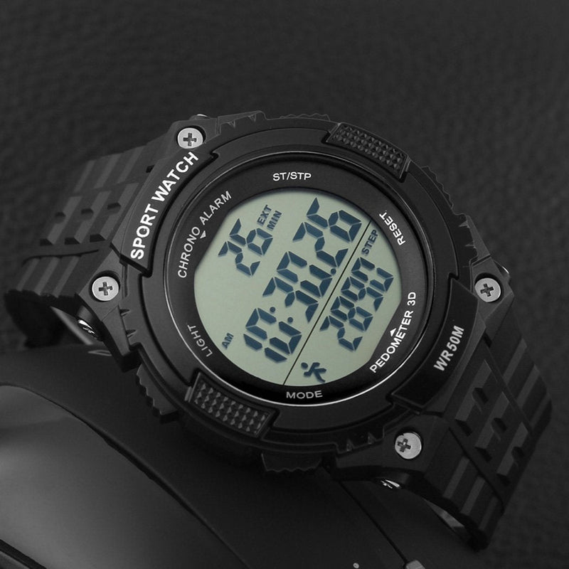 Fanmis Unisex Pedometer Watches Military Multifunctional 50M Waterproof Digital Outdoor Sports Watch Black - NewNest Australia