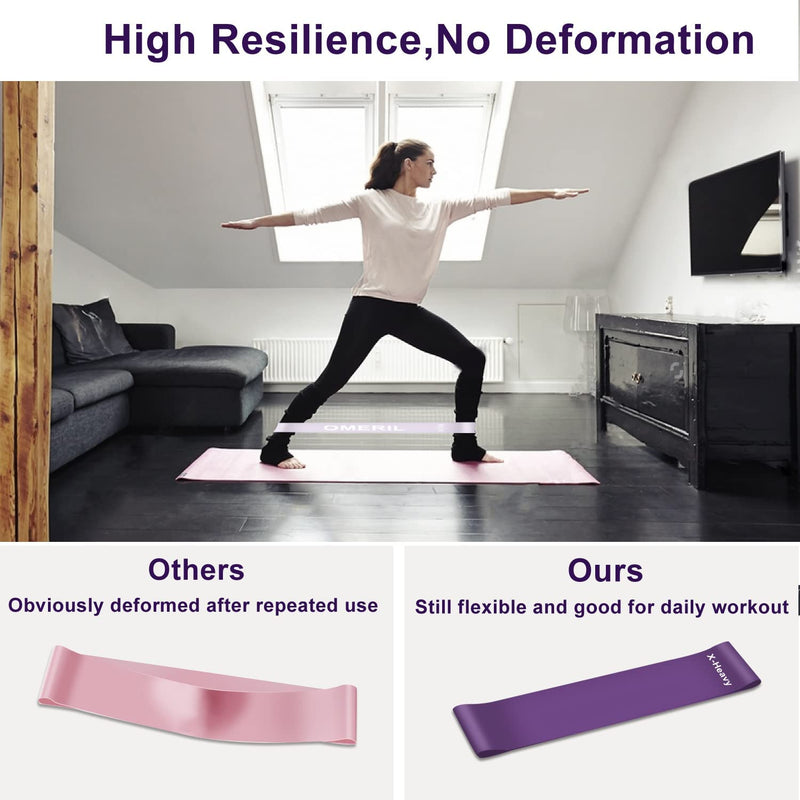 Resistance Bands [Set of 5], Resistance Band for Women and Men, Skin-Friendly Resistance Fitness Exercise Loop Bands 5 Levels for Legs and Glutes,Arms,Pilates,Yoga-Carry bag included Purple - NewNest Australia