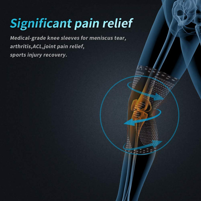 NEENCA Knee Brace,Knee Compression Sleeve Support with Patella Gel Pad & Side Spring Stabilizers,Medical Grade Knee Protector for Running,Meniscus Tear,Arthritis,Joint Pain Relief,ACL,Injury Recovery L F Gem Blue - NewNest Australia