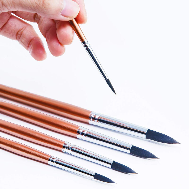 Transon Round Watercolor Detail Paint Brushes Goat Hair 8pcs for Watercolors,Acrylics,Inks,Gouache,Oil and Tempera - NewNest Australia