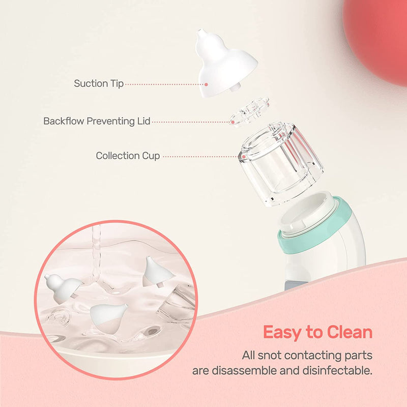 Nasal Aspirator Baby Electric, Nuliie Rechargeable Baby Nose Unblocker with 3 Sizes of Silicone Tips, 5 Levels of Suction, Music & Light Soothing Function for Infants and Toddlers SMALL - NewNest Australia