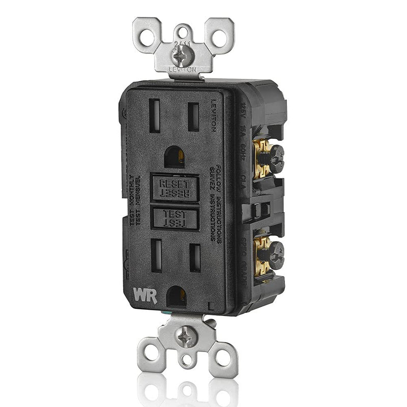 Leviton GFWT1-E Self-Test SmartlockPro Slim GFCI Weather-Resistant and Tamper-Resistant Receptacle with LED Indicator, 15 Amp, Black - NewNest Australia