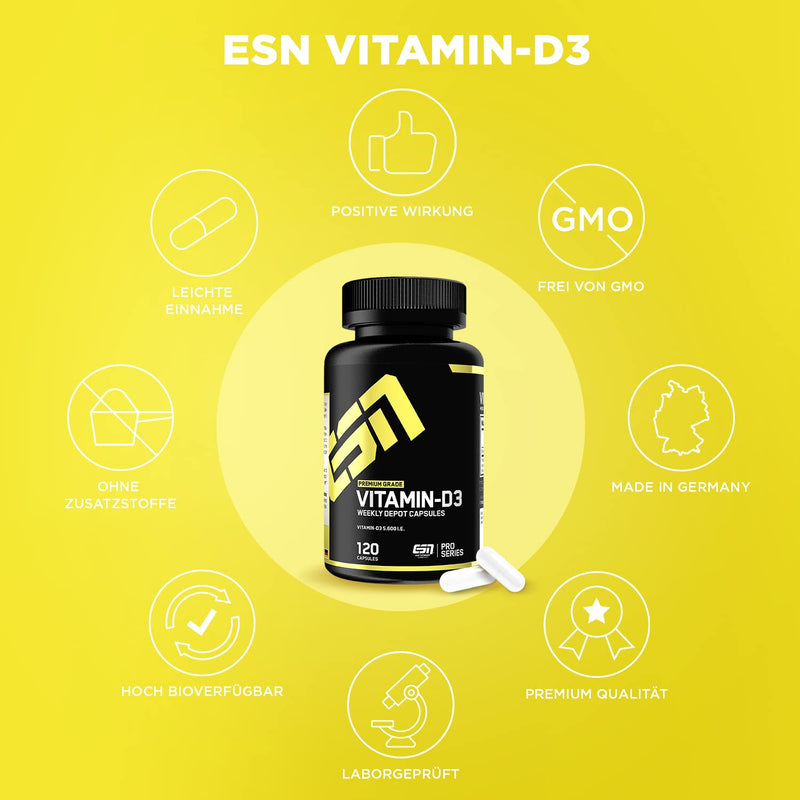 ESN Vitamin D3, 120 capsules, high dose vitamin D - NewNest Australia