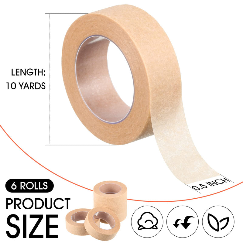 6 Rolls Micropore Tape Flexible Skin Tape Breathable Nose Tape Self-Adhesive Gauze Tape for Wound Injuries Swelling Sports, 0.5 Inch x 10 Yard (Beige) Beige - NewNest Australia