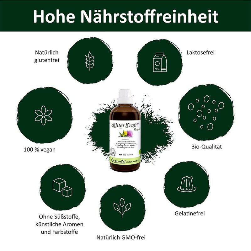 Bitterkraft Original In 5 Sizes - Organic Bitter Substance Drops According To Hildegard Von Bingen - Balanced Herbs Before Eating - 100Ml Bitter Drops Herb Bitter - NewNest Australia