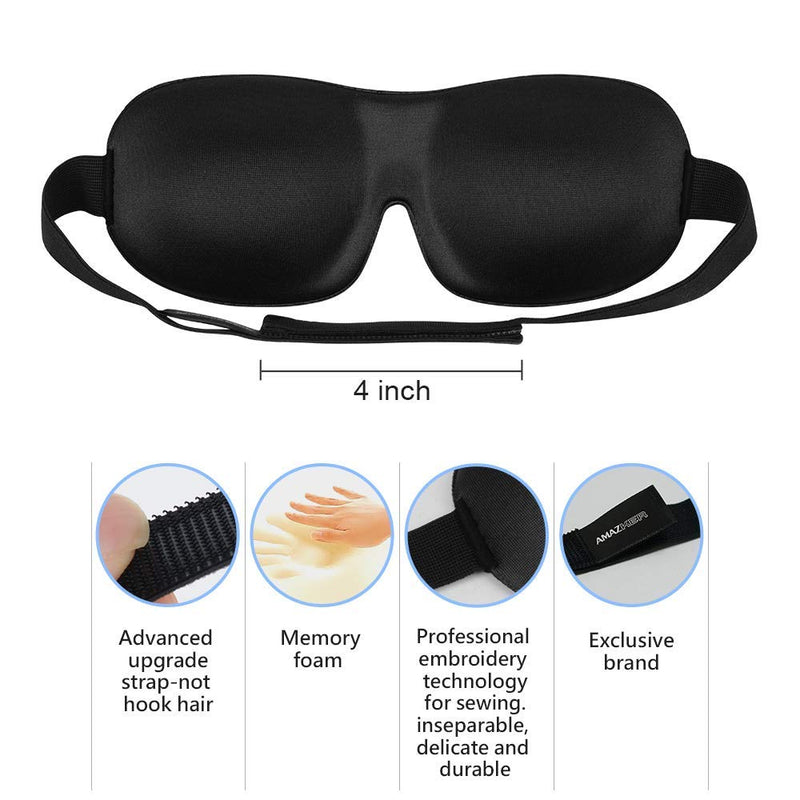 Sleep Mask AMAZKER Invisible Alar Deep Orbit 3D Eye Mask Ultra Lightweight & Comfortable Sleeping Mask 3 Pack Eye Sleep Mask for Travel, Nap, Shift Works (2-Piece, Blue&Black) 2 Count (Pack of 1) - NewNest Australia