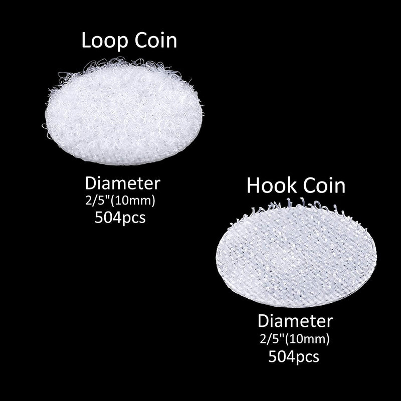 1008pcs 2/5" 10mm Diameter Sticky Back Coins Hook and Loop Self Adhesive Dots Tapes White 1008 - NewNest Australia