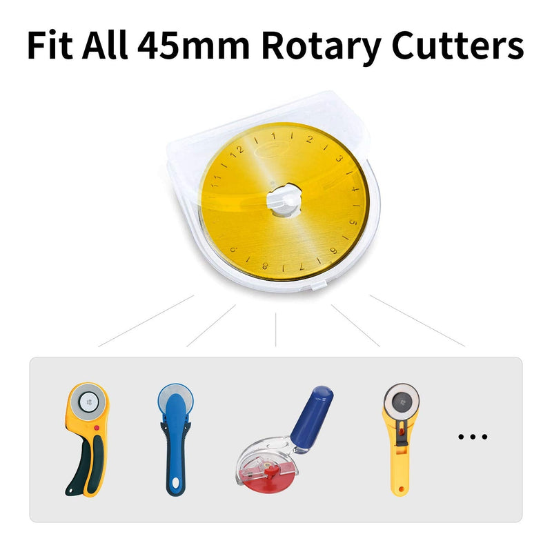 Titanium Rotary Cutter Blades 45mm 10 Pack Spare Replacement Blades with Improved Sharpness, Ideal for Quilting Scrapbooking Sewing Arts Crafts - NewNest Australia